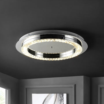 Cristal Integrated Iron/Crystal Glam LED Flush Mount - JONATHAN Y